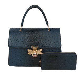 Blue Beauty Bee Handbag